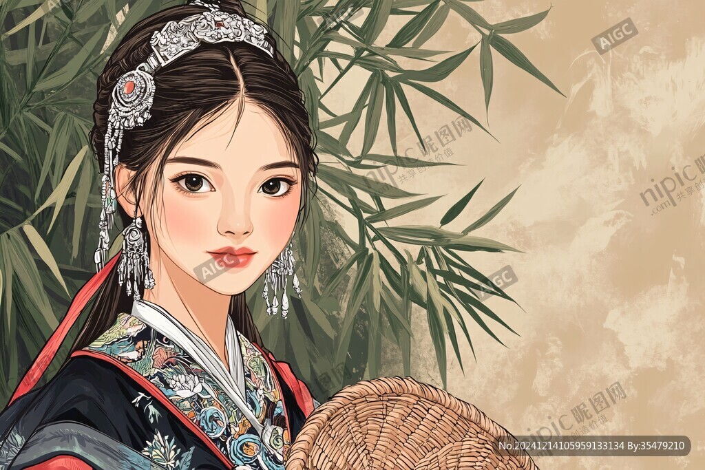 土家族美女插画