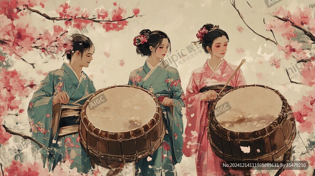敲鼓插画