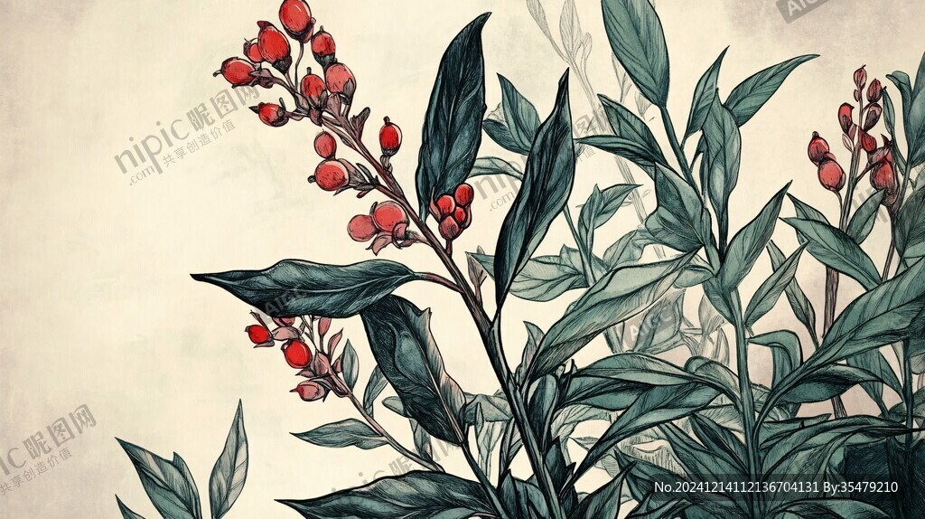 火棘插画