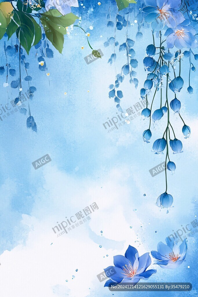 蓝色梦幻花朵