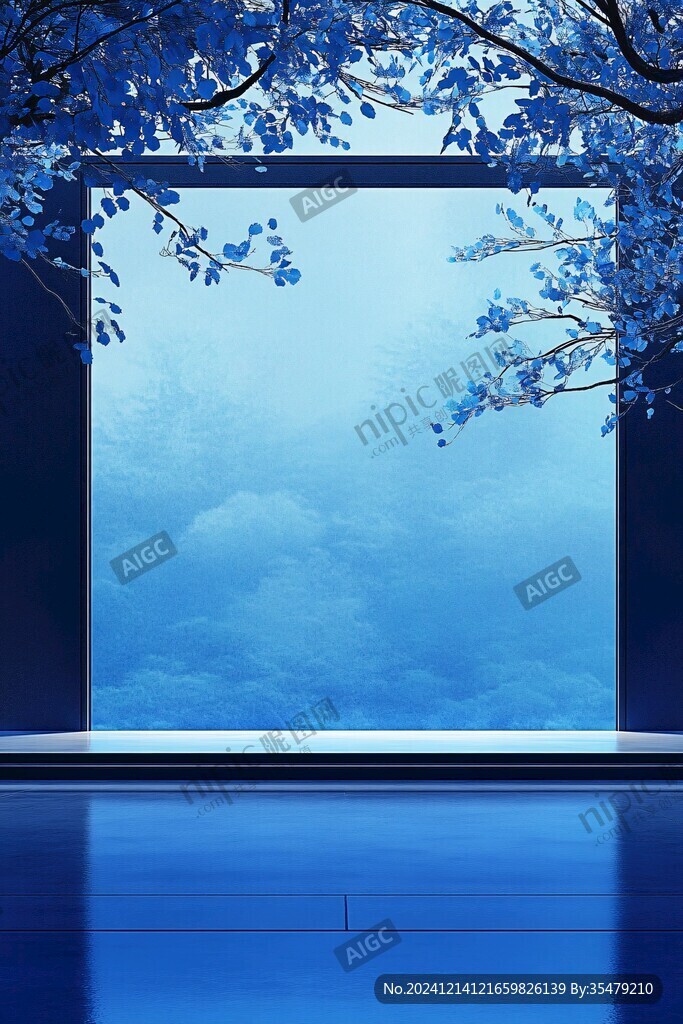 景梦幻天蓝色立体背景