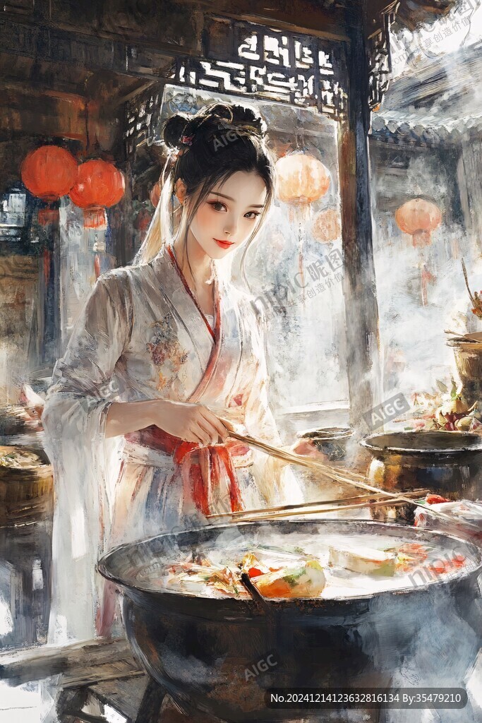 古风美女过年
