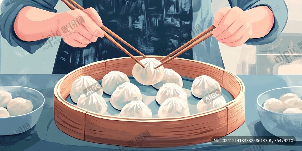小笼包插画