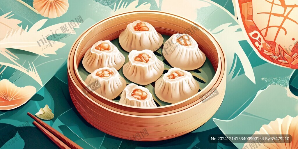小笼包插画