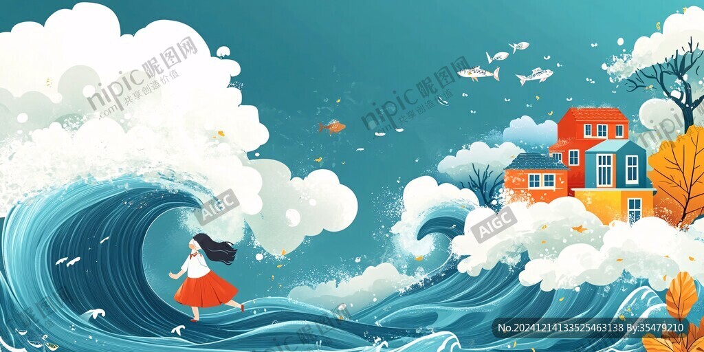 乘风破浪包装插画