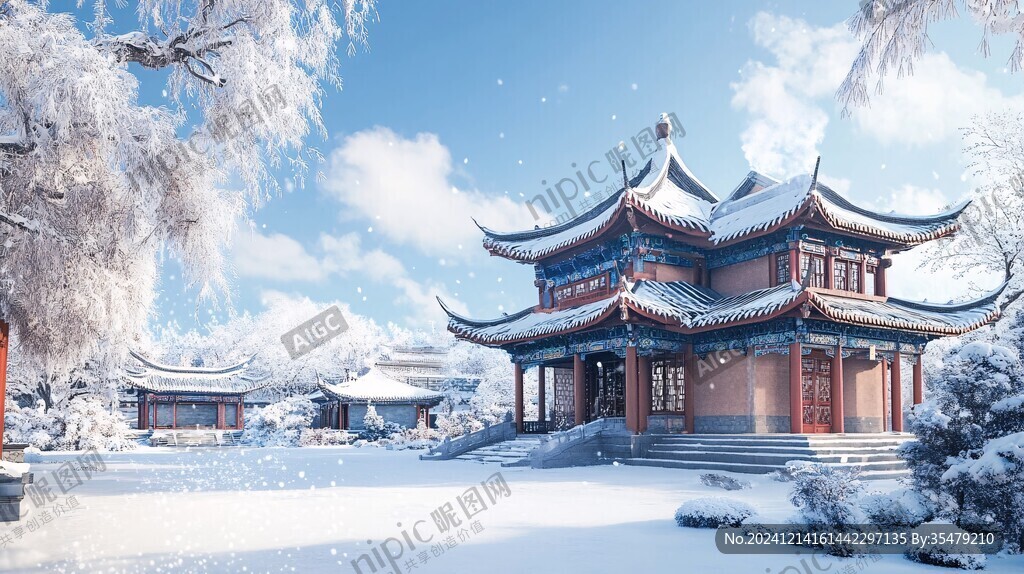滕王阁雪景背景
