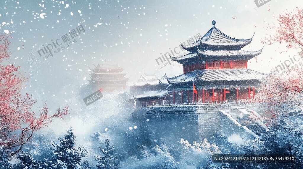 滕王阁雪景背景