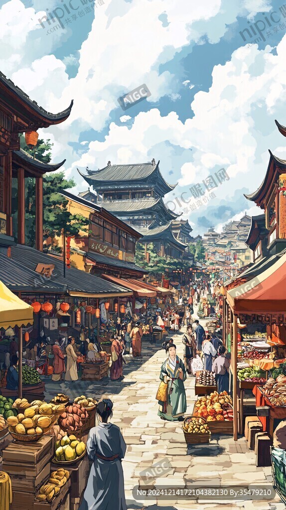 古代集市古代街景