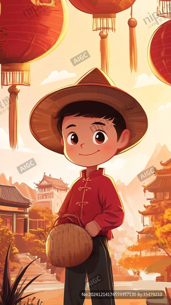 喜庆掌柜小男孩