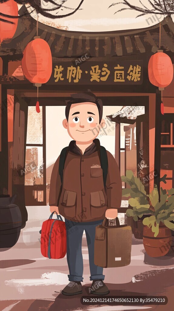 回家过年插画