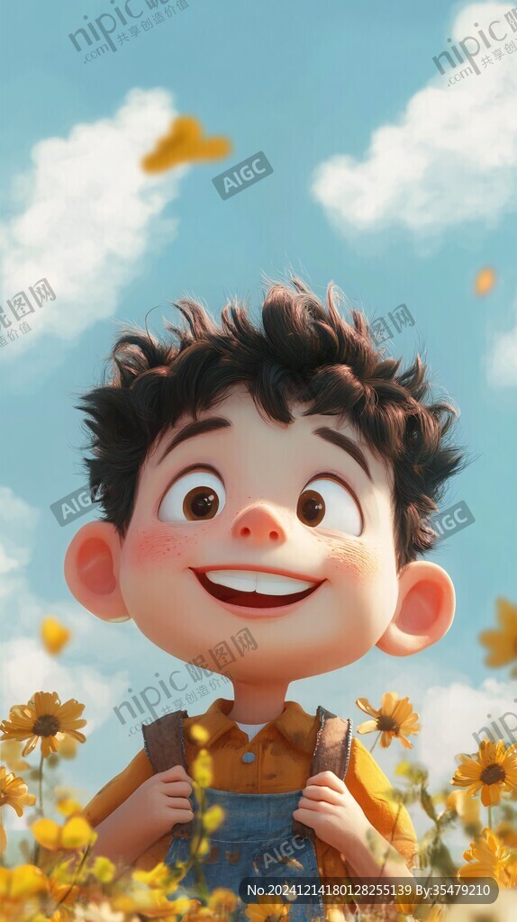 插画阳光男孩
