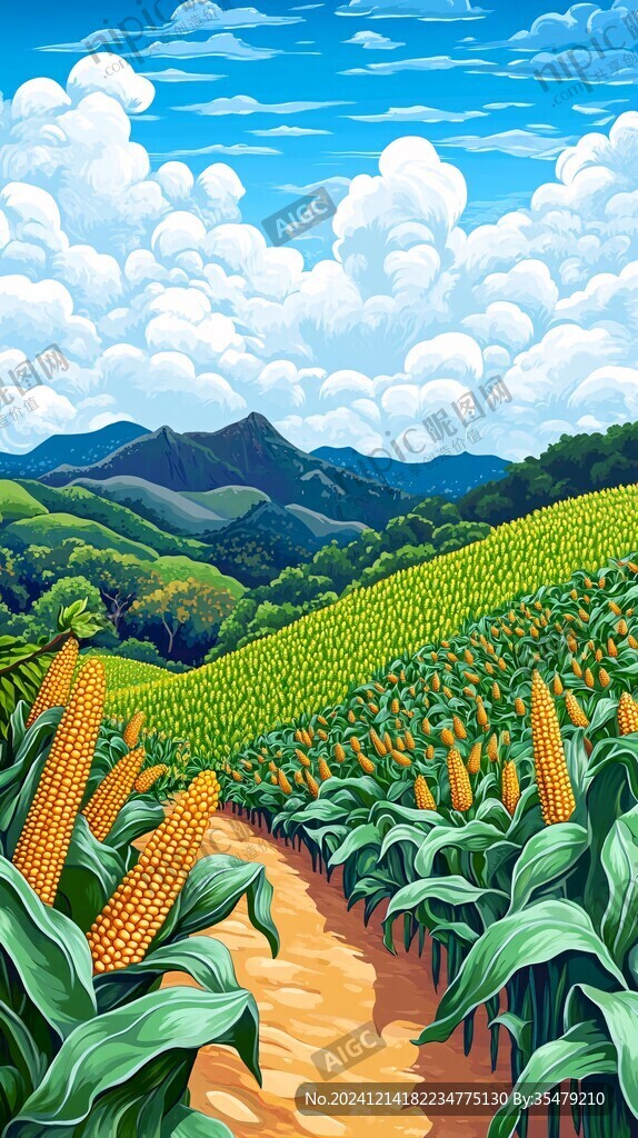 农村田野插画