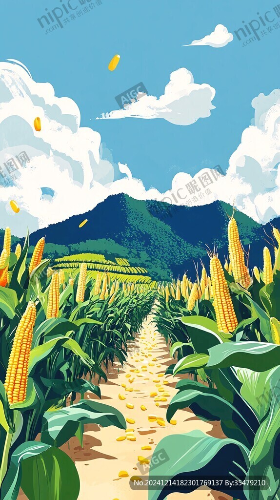 粮食丰收小米插画