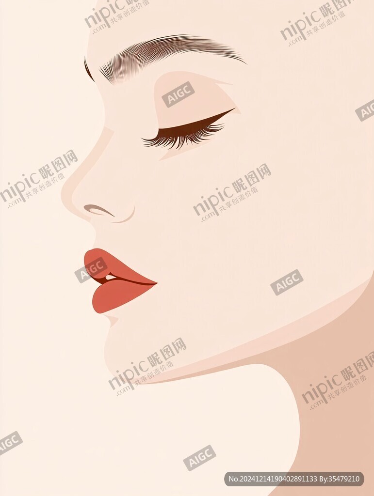 手绘女性侧脸