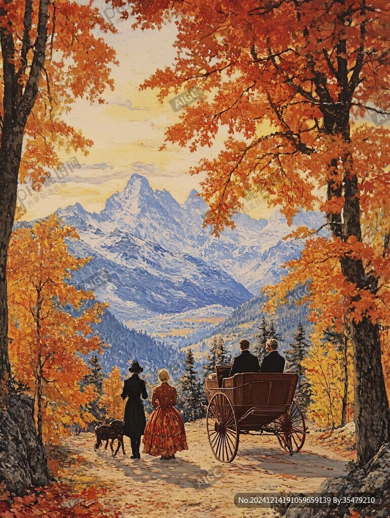 秋天美景秋天森林画