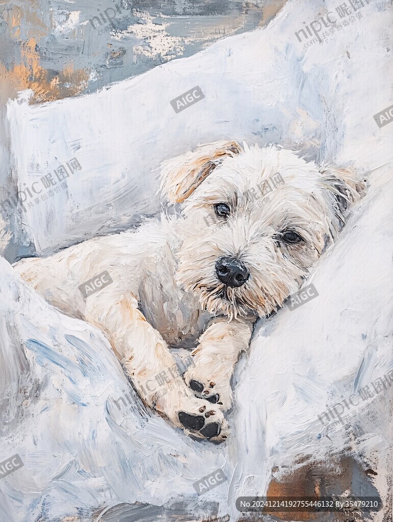 小狗油画