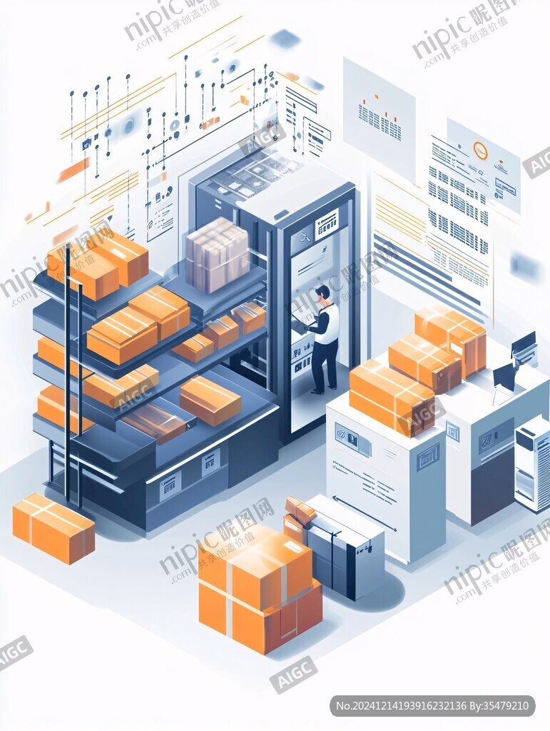 智能仓储插画