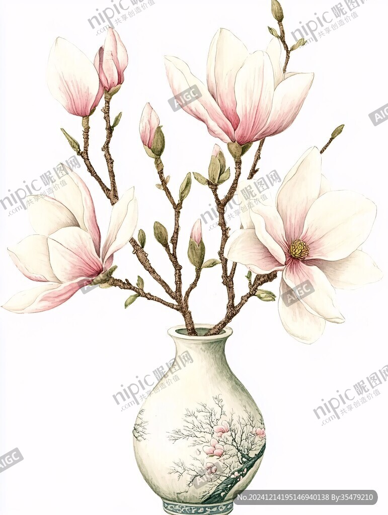 辛夷花插画