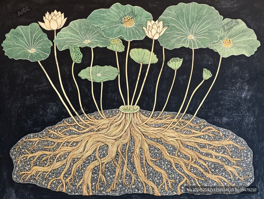 荷花蜡笔画