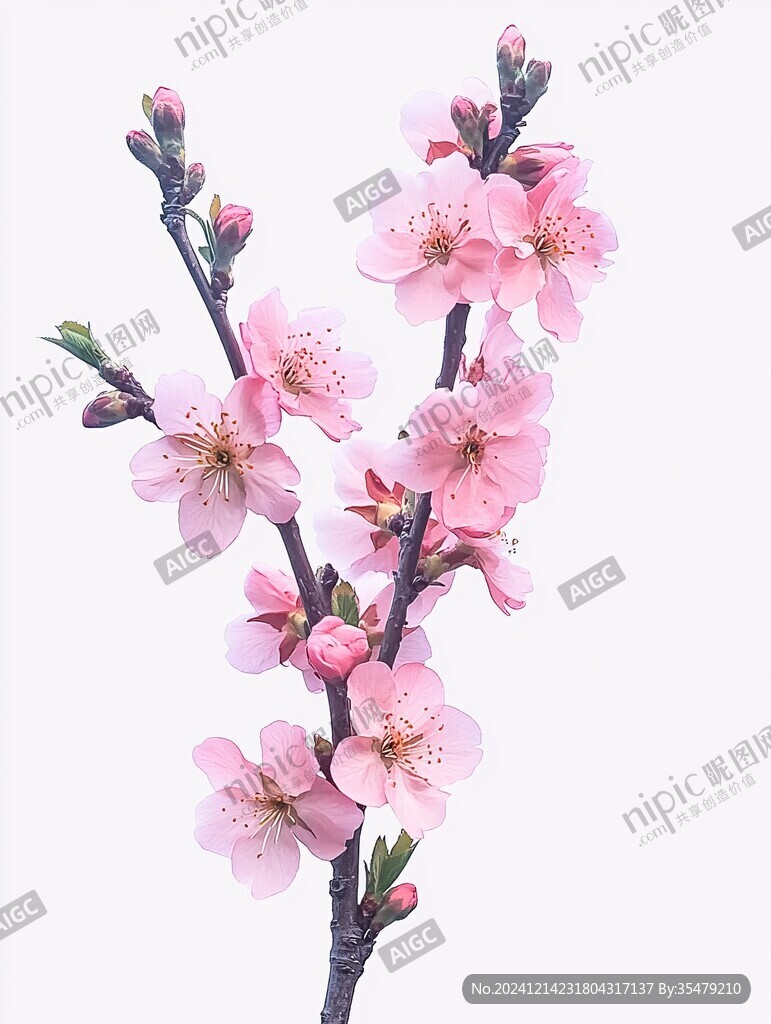 花朵花卉桃枝山桃春意