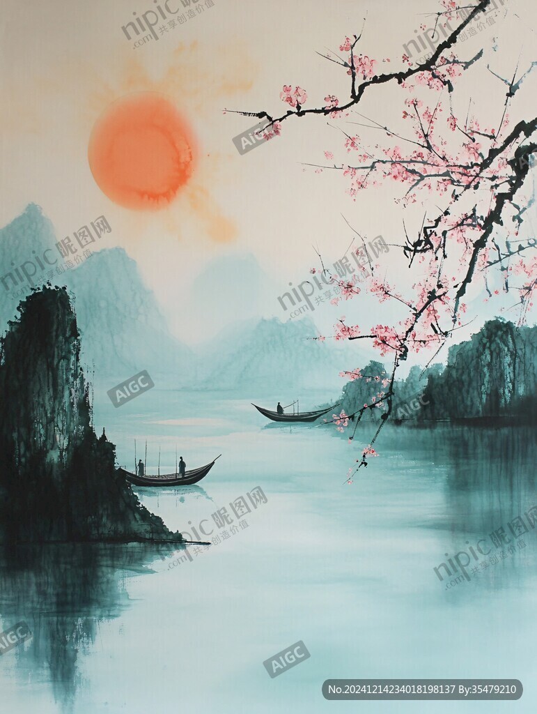 日出山水画