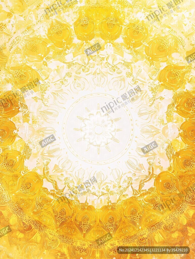 水彩金色渐变欧式花纹