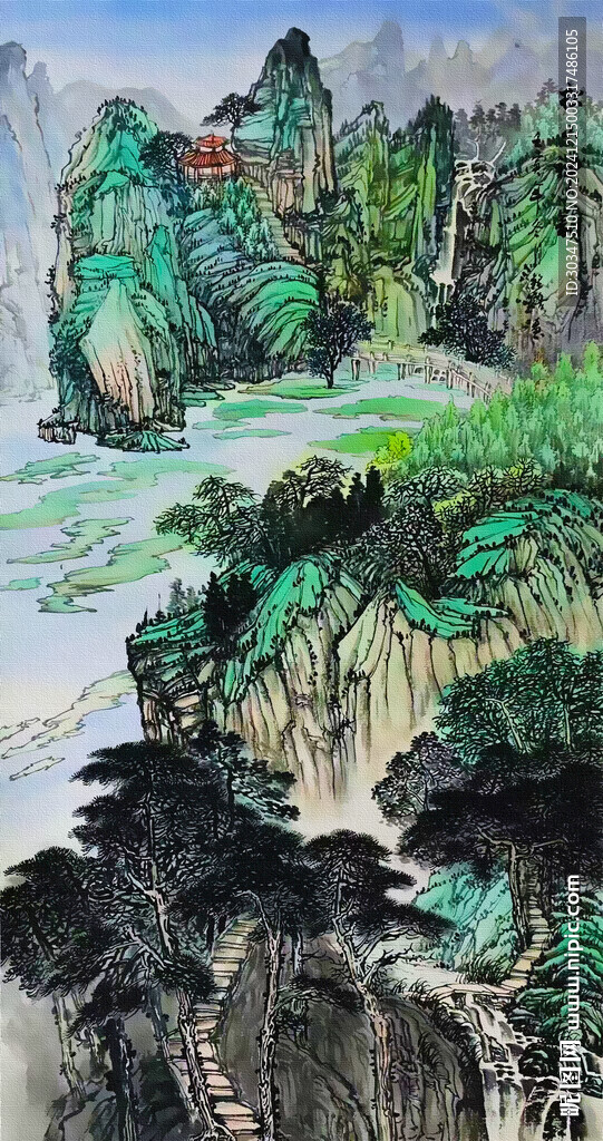 竖幅山水画