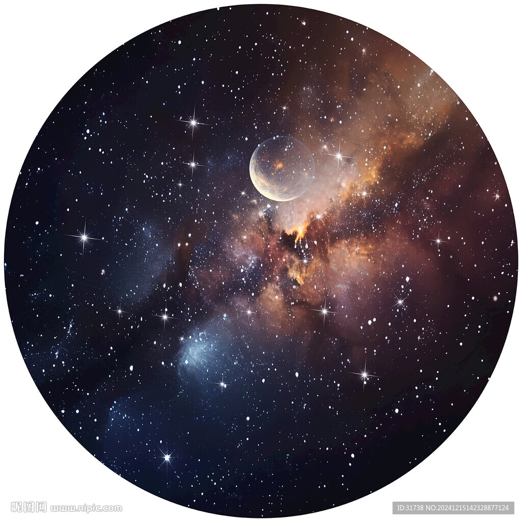 圆形星空宇宙背景天花软膜