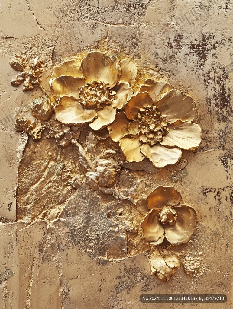 3d浮雕金属牡丹花