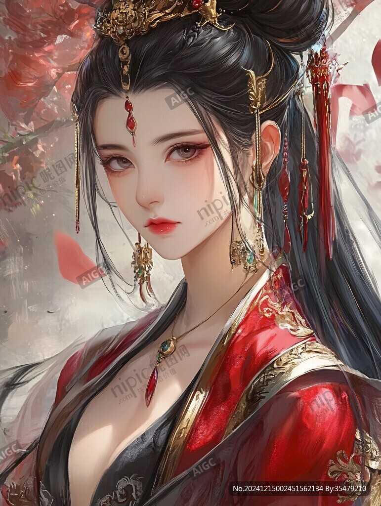 红衣少女设计古风