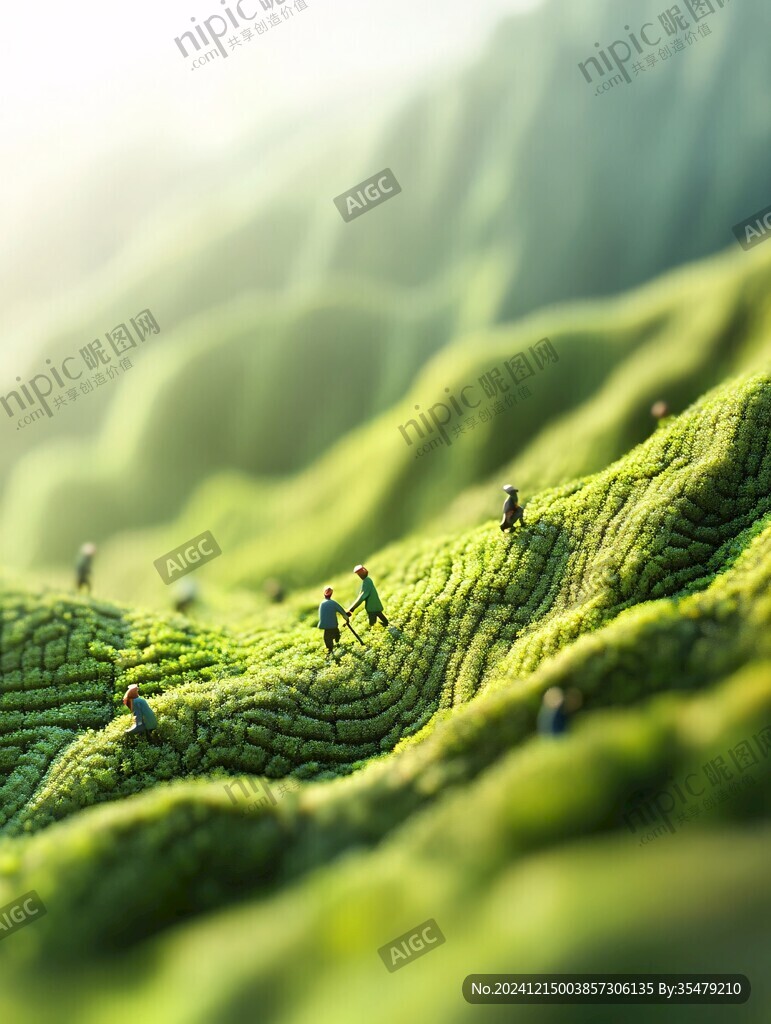 创意绿色微缩场景