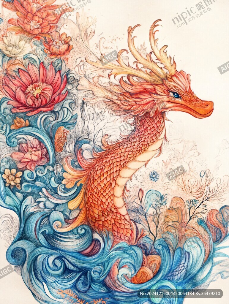 龙凤插画上色