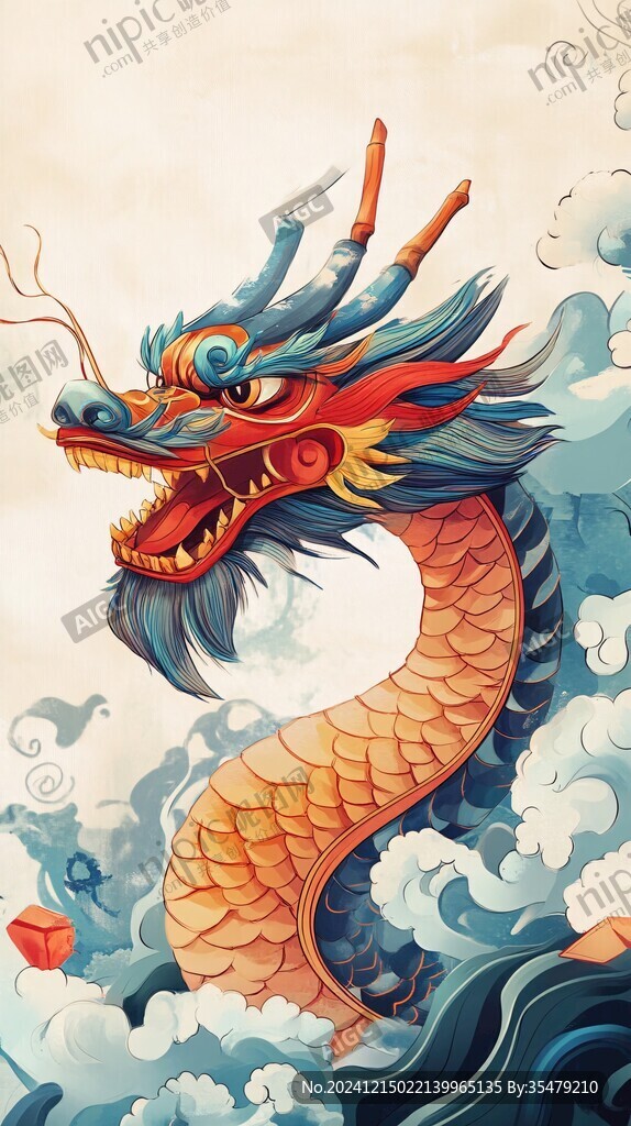 吊旗龙年插画