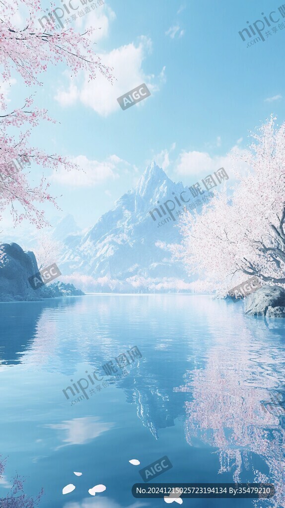 蓝色梦幻山水风情