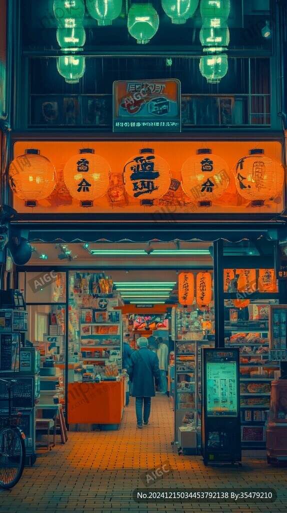 日本街头夜景街道