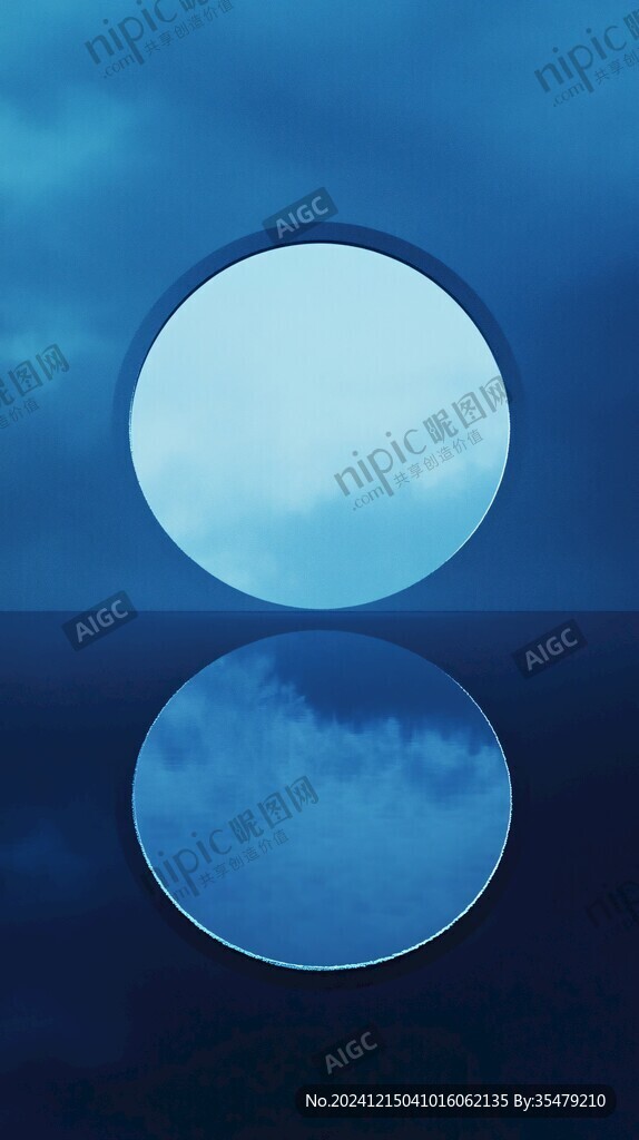 水面倒影月圆之夜