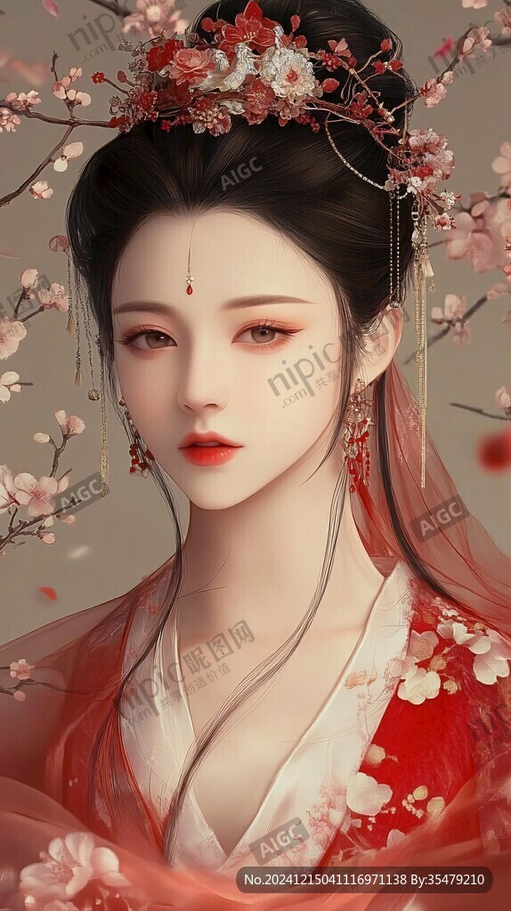 红衣少女设计古风
