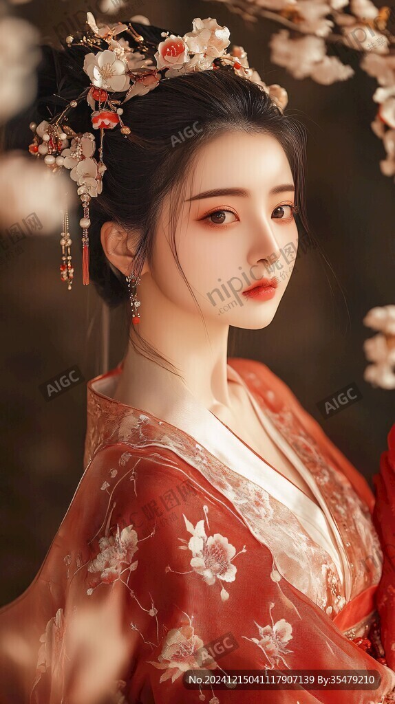 红衣少女设计古风