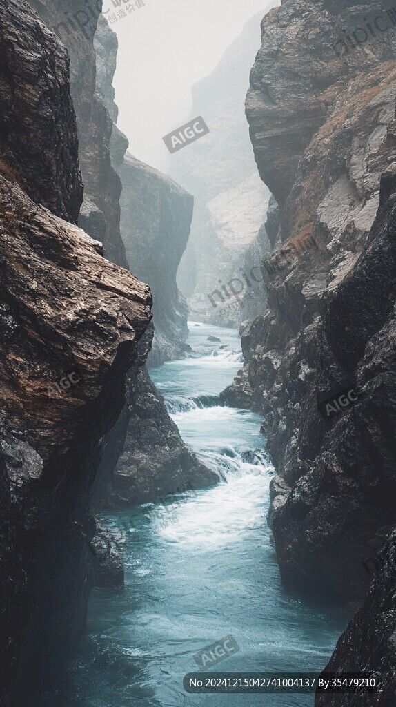 峡谷河流溪水
