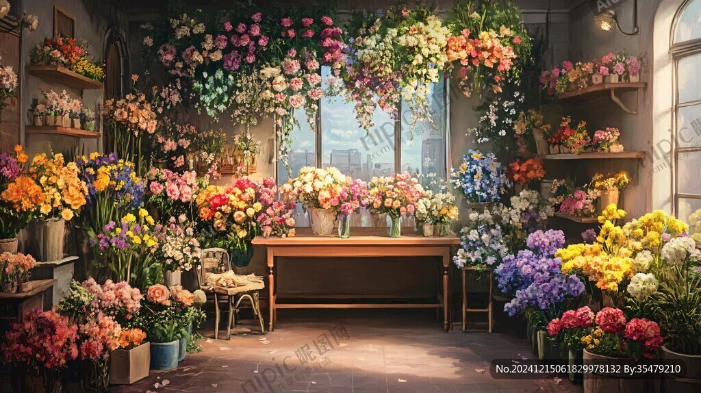 花店橱窗花店全景