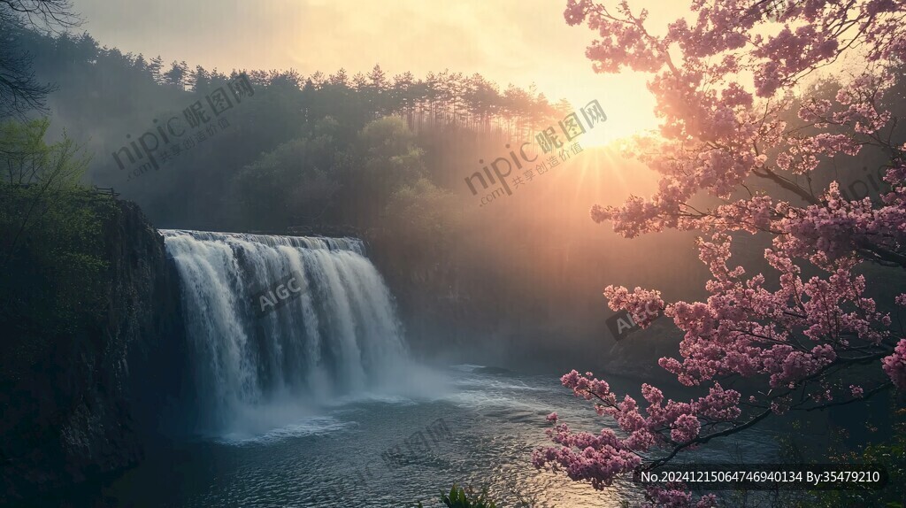 桃花梅花日出山涧