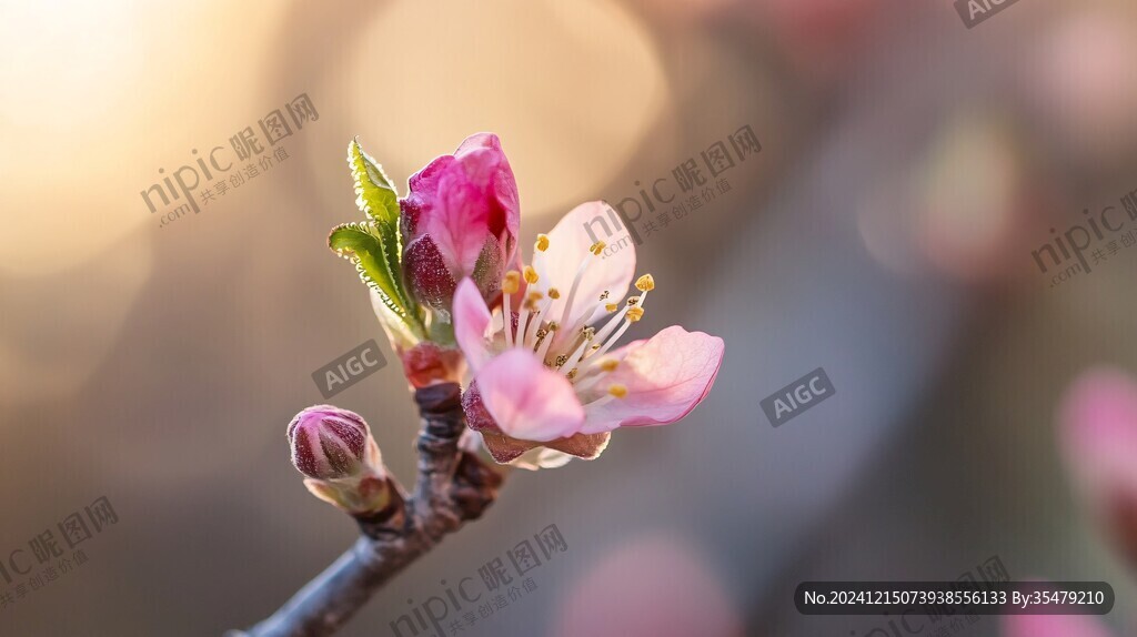 晨光中的桃花