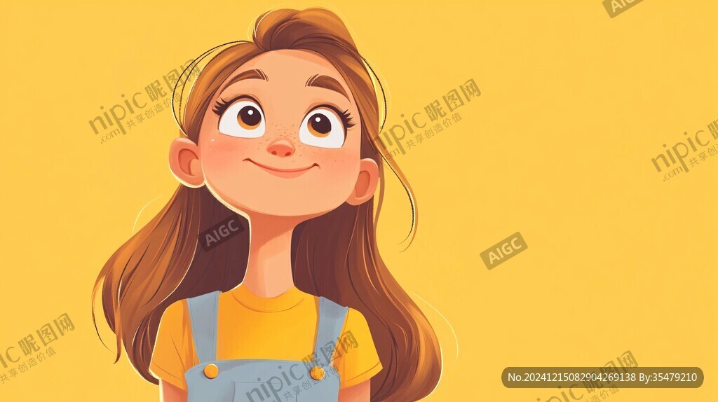 微笑女生女孩插画