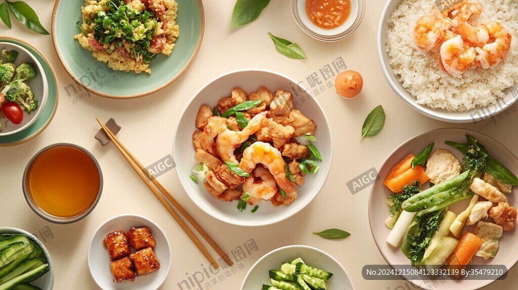 餐桌桌面摆设外卖菜品
