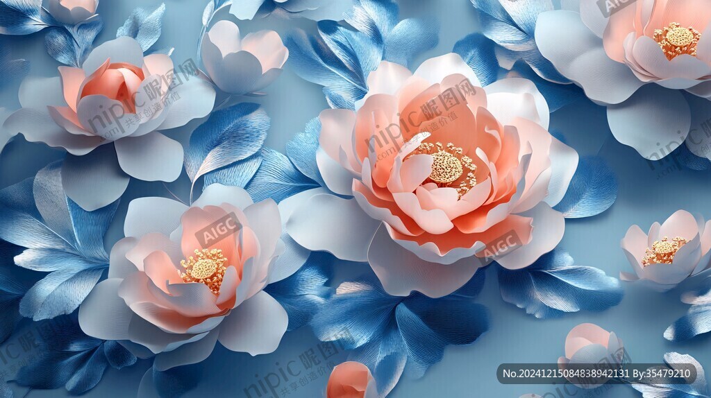 3d立体花卉牡丹