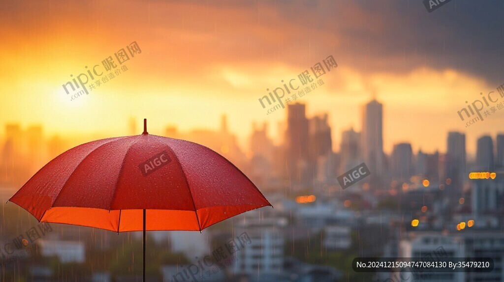 孤独的红雨伞