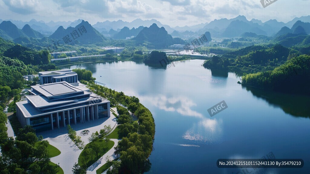 红花湖鸟瞰全景