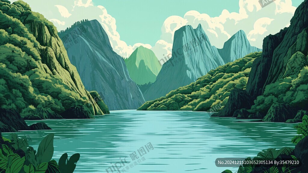 瞿塘峡插画
