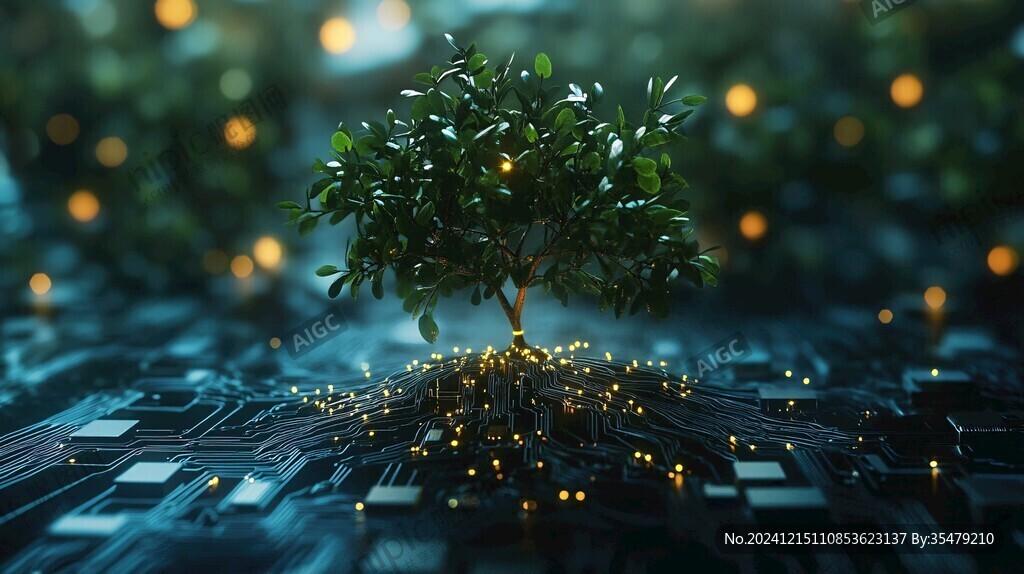 汇聚科技发光线条树