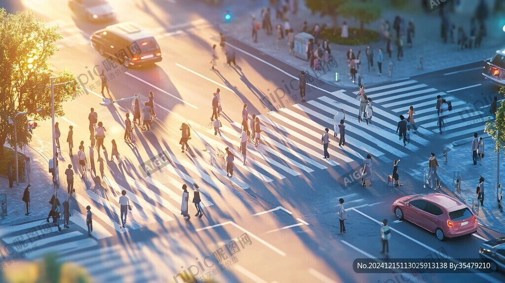 人群过马路